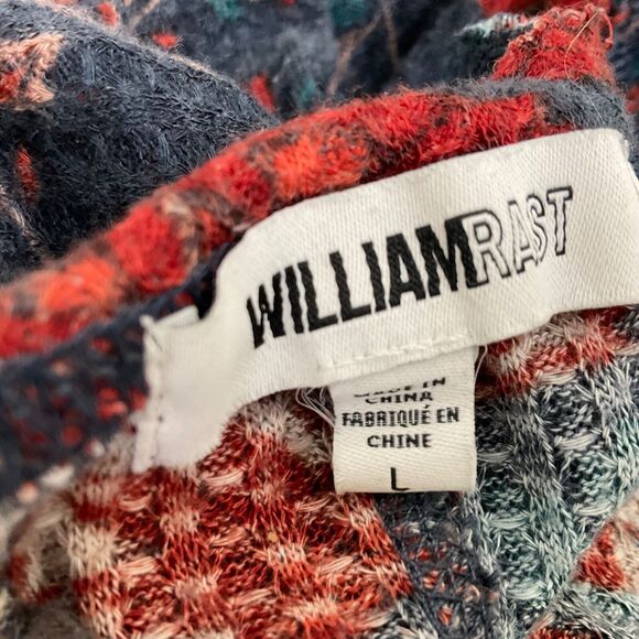 William Rast Blouse top Women's size L Lace-Up Henley Boho LS distressed raw hem - Picture 4 of 13